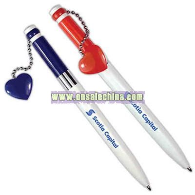 Magnetic ballpoint pen with heart design on chain