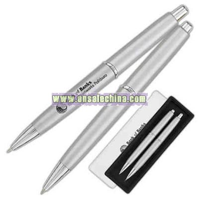 Metallic silver barrel pen