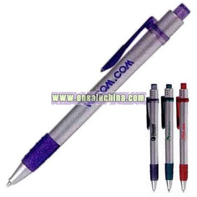 Ballistic - Satin silver plastic-barrel pen with rubber grip