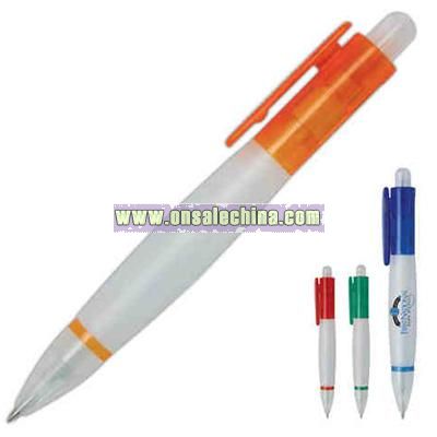 Plastic push action mechanism ballpoint pen