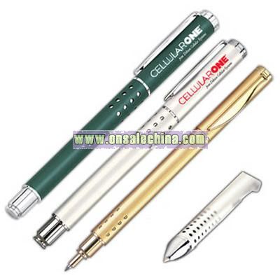 Click action roller ball pen with matte lacquer finish
