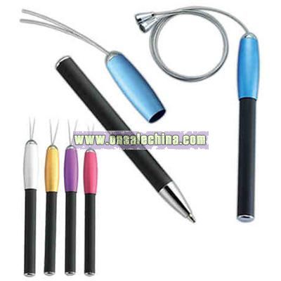 Matte colored magnetic cap off wired necklace mini ballpoint pen