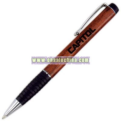 Genuine wood ballpoint pen with black grip section