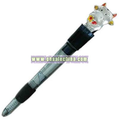 Cow top - Light-up ballpoint pen with miniature design top