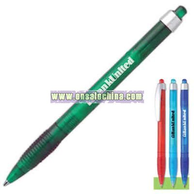 Frosted translucent plastic retractable pen