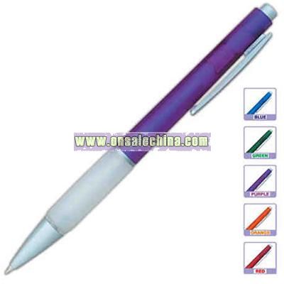 Translucent retractable pen with frosty grip