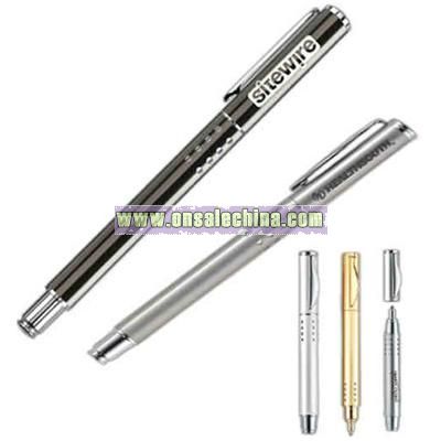 Roller ball pen with click action mechanism