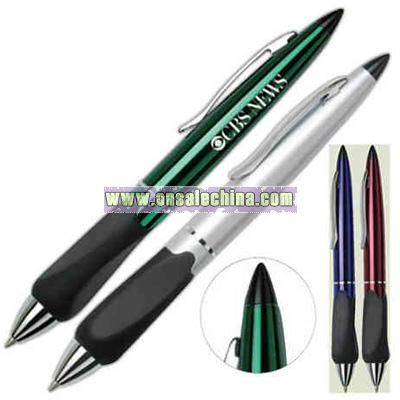 Multi function stylus and ballpoint pen with rubber grip