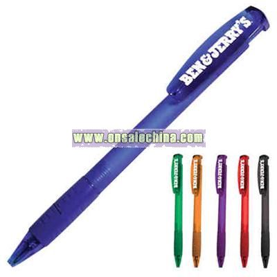 Economical retractable pen with rubber grip