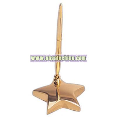 Silkscreen - Brass star shaped pen holder with pen