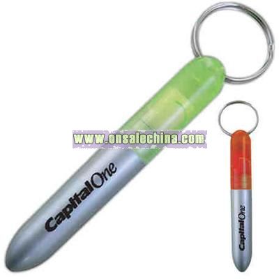 Ballpoint pen with color barrel and key ring.