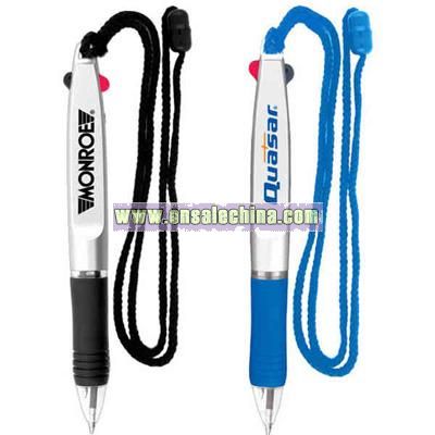 Two color ink pen and lanyard