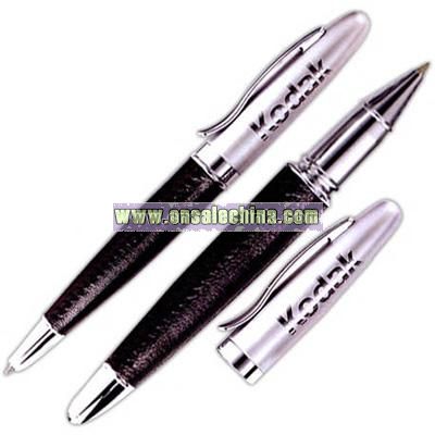 Executive leather wrapped ballpoint pen