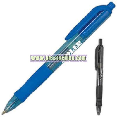 Retractable gel pen with grip