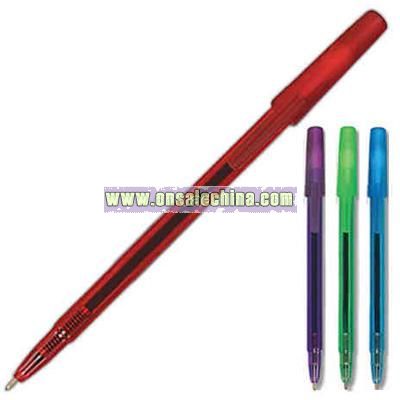Translucent barrel twist ball point pen