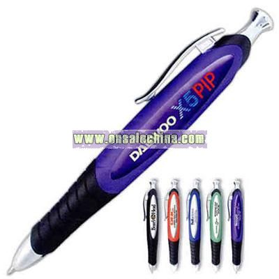 Oblong - Logo ballpoint plunger pen with grip section