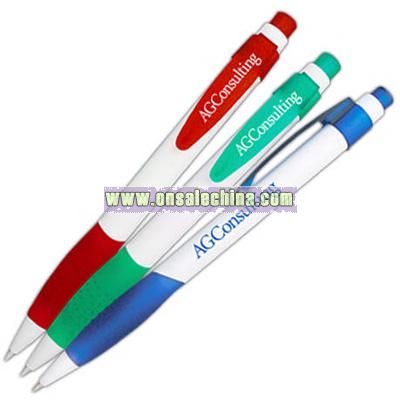 Retractable ballpoint pen with translucent clip