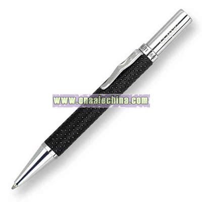 Mini twist action genuine leather ballpoint pen