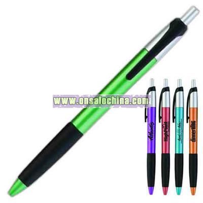 Retractable pen with rubber grip