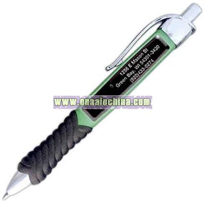 Jumbo plastic ballpoint pen with black rubber grip