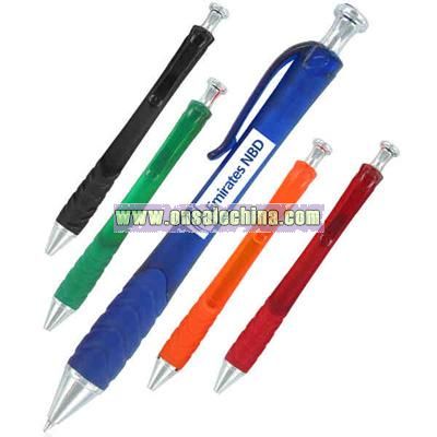 Ballpoint plastic pen with rubber grip