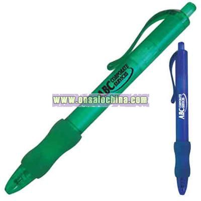 Ballpoint pen with frost barrel and comfort grip