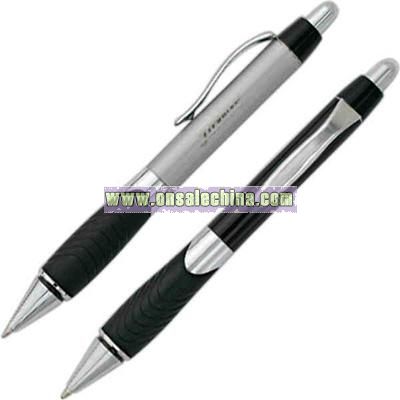 Click action ballpoint pen with brass barrel and comfort grip