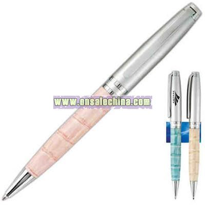 Twist action mechanism new trendy colored leather pen