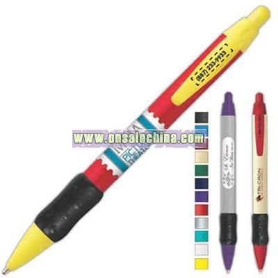 Refillable and retractable ballpoint with rubber grip