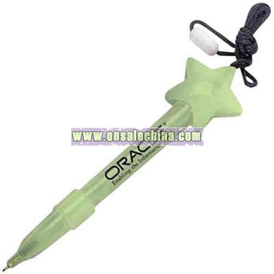 Star - Glow in the dark pen with bubbles and breakaway neck cord