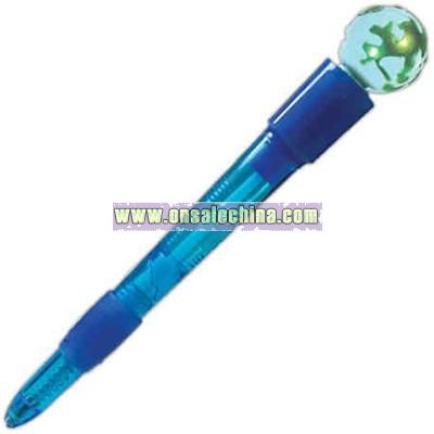 Globe top - Light-up ballpoint pen with miniature design top