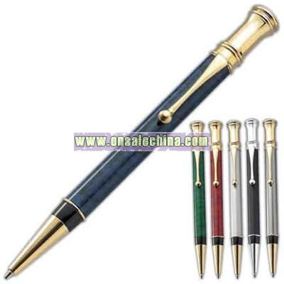 Red Marble - Stylish brass twist action ballpoint pen