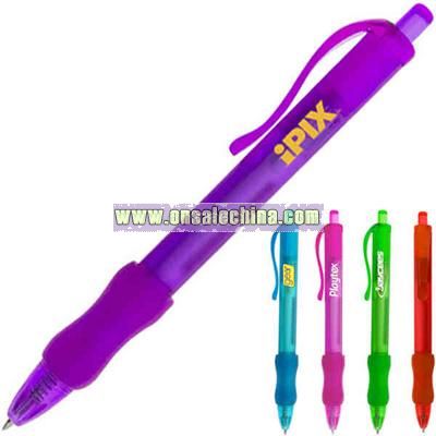Plastic click action ballpoint pen with wavy grip