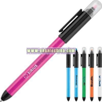 Slim design pastel color barrel highlighter and ballpoint pen