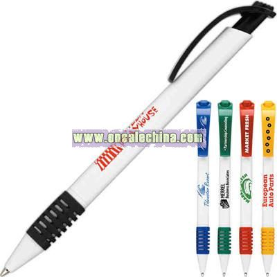 Retractable ballpoint pen with ridged grip
