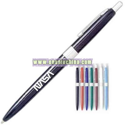 Retractable ballpoint pen with chrome trim