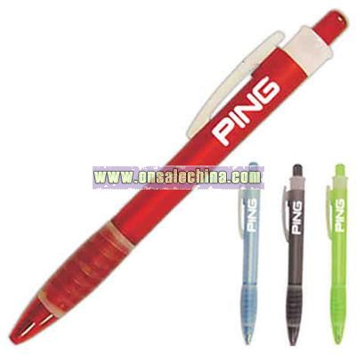 Translucent colored pen with grip