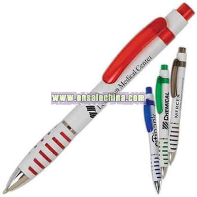 White pen with translucent colored trim