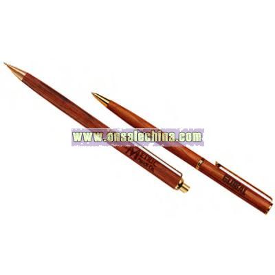 rosewood ballpoint pen and pencil