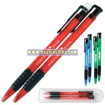 Translucent pen and mechanical pencil set