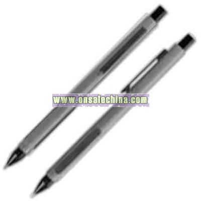 Retractable metallic ballpoint pen and pencil set
