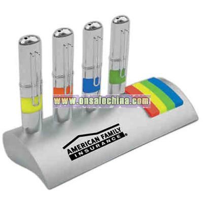 Liquid highlighters with metal accents and sticky flags