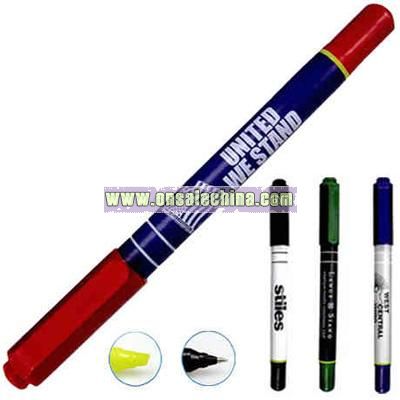 Rubberized dual function highlighter/pen