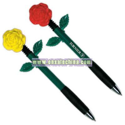 Ballpoint pen with rose design top