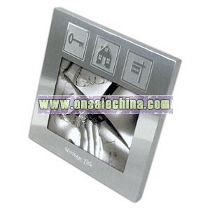 Photo frame with embossed icons