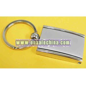 Metal rectangular key ring with photo frame and mirror