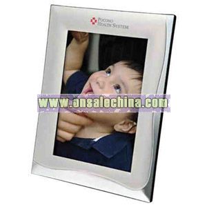 Two tone matte silver and chrome photo frame