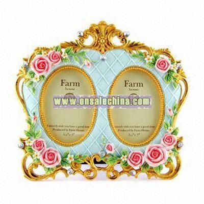 Hand Painted Rose Shaped Polyresin Photo Frame
