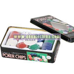 Tin Poker Chip Case 100 Set
