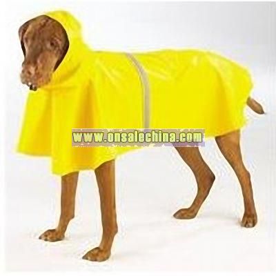 Dog Rain Coat - Yellow w/Reflective Stripe - Large (L)